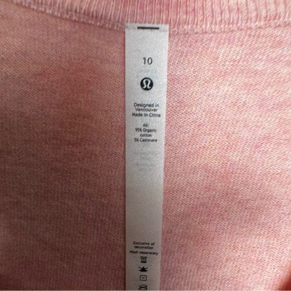 Lululemon Crossover Faux Wrap Cashmere Cotton Ribbed Sweater Top Knit Pink 10 - Picture 8 of 16